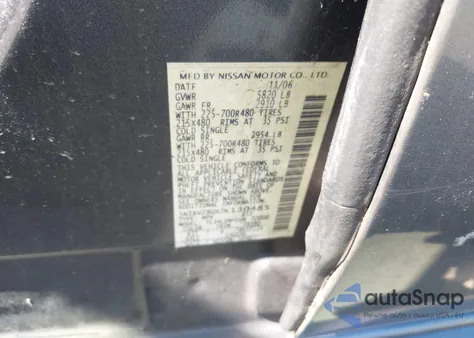 2007 Nissan Quest 3.5 Se z USA, uszkodzony, nr VIN 5N1BV28UX7N130485